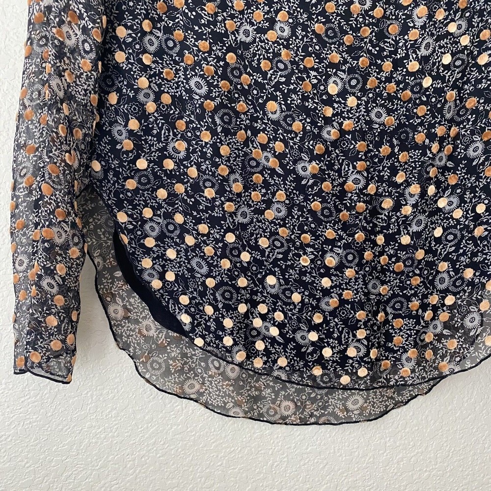See by Chloe Womens Silk Blend Blouse Top Size 38 Floral Polkadot - Picture 5 of 10